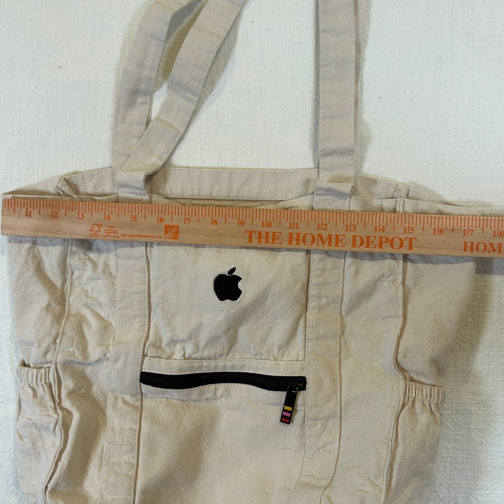 Apple Corporate Employee Canvas Tote Bag Cream Embroidered Logo Tech Swag - Picture 5 of 7